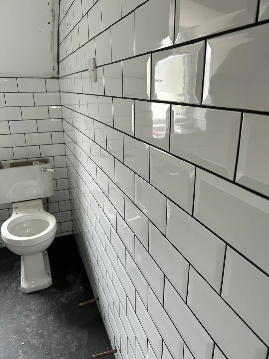 Bathroom with white metro wall tiling