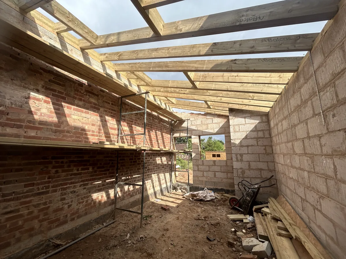 Interior of an extension shell during the build