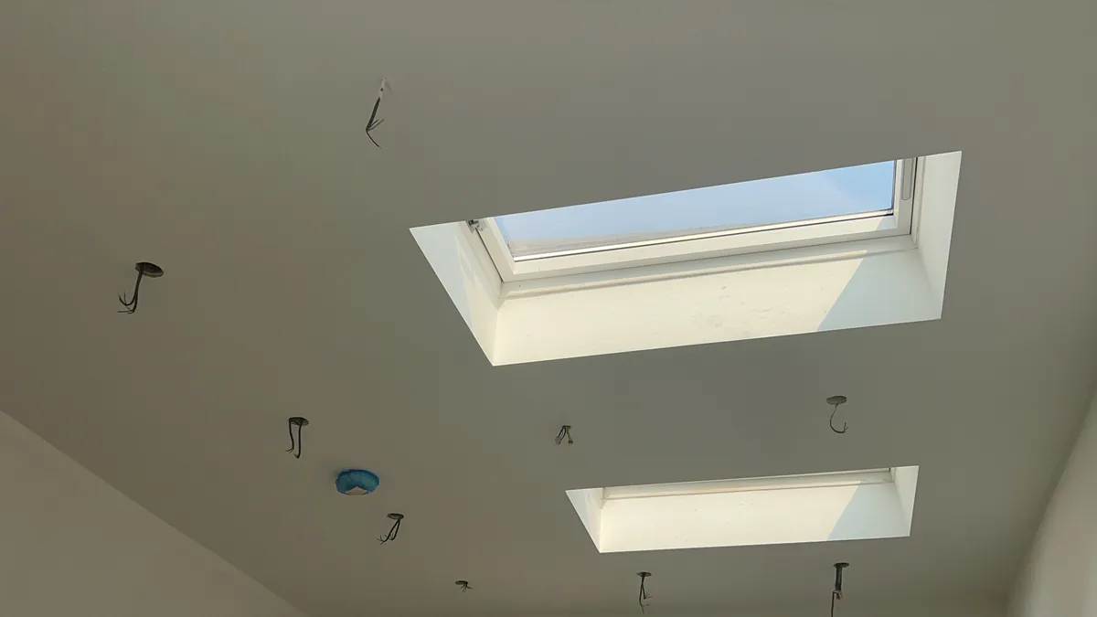 Skylights set into a vaulted extension ceiling