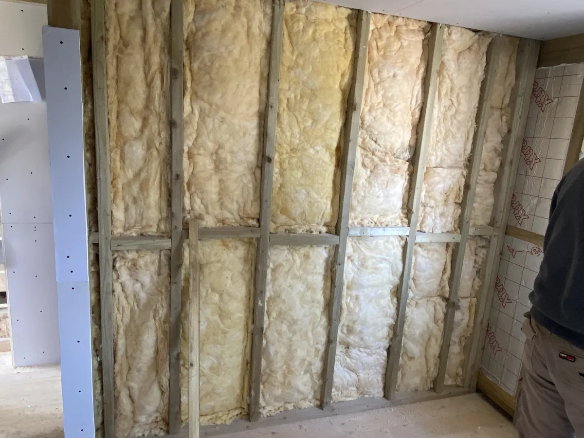 Insulated stud wall during a renovation
